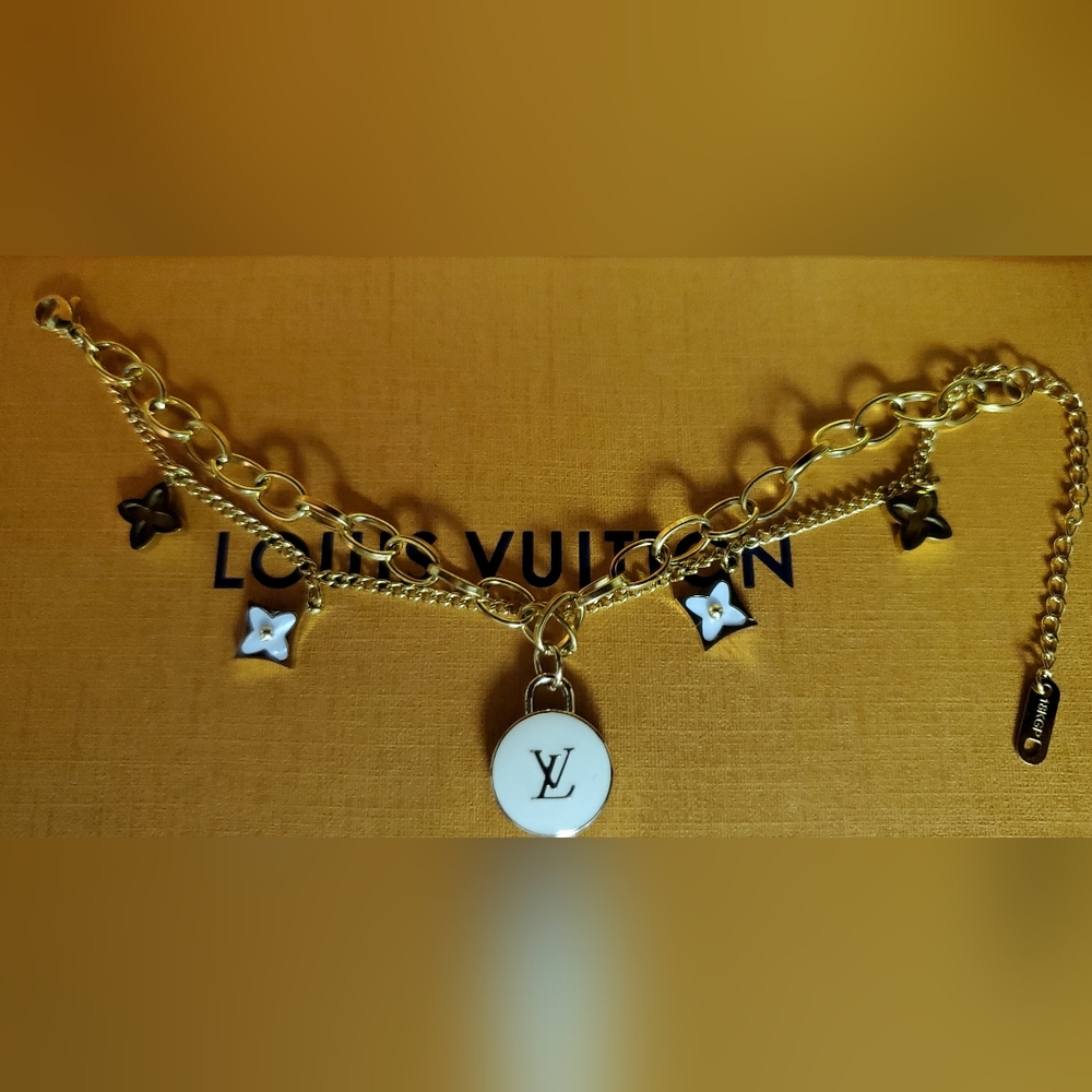 Charm Bracelet With Dual Sided LV zip Pull Charm